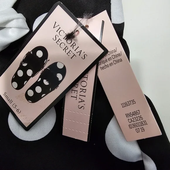Victoria's Secret Black And White Polka Dot Slippers Sz S - Picture 5 of 6